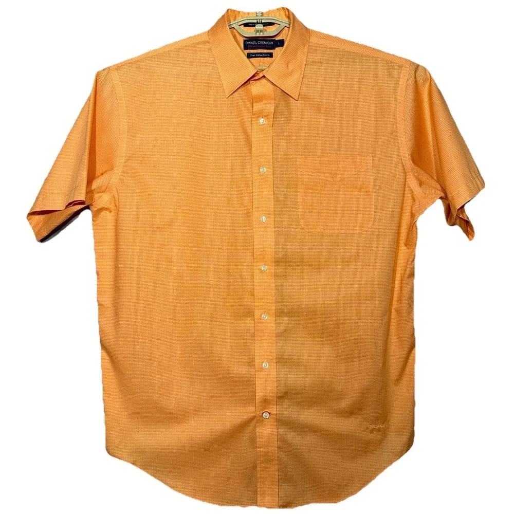 Daniel Cremieux Italian Fabric Men's Shirt Large Short‎ Sleeve Button Down